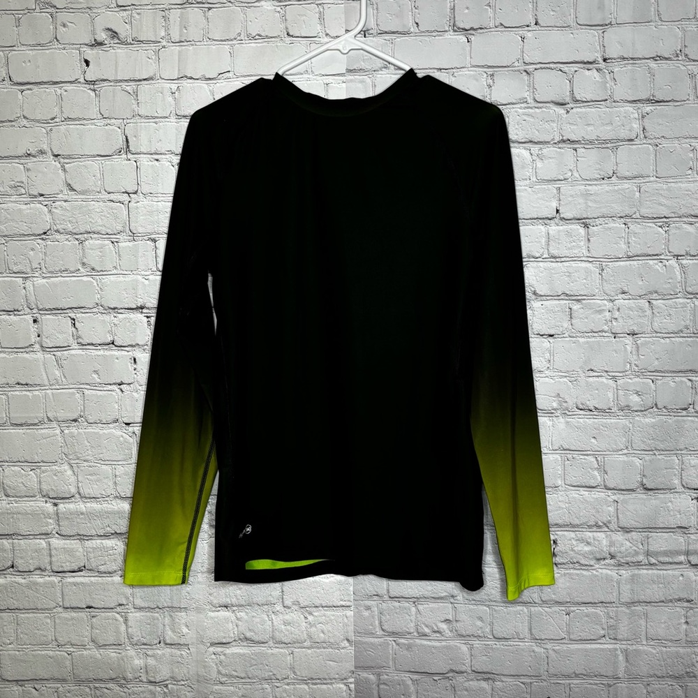 Russell Athletic Black and Lime Green Ombre Cool Base Layer Shirt Size M